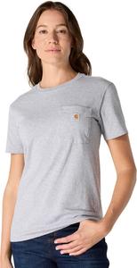 Carhartt женская футболка с карманом, свободный крой, плотная ткань, короткий рукав, Heather Gray