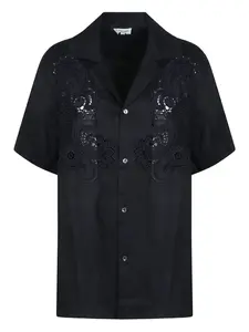 Рубашка из льна с кружевными вставками P.A.R.O.S.H., черный