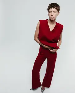 Широкие длинные брюки Sfera, бордовый