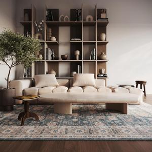 Nuloom Aisling Bordered ковер 244 x 305 см для гостиной спальни столовой, машинная стирка, Blue