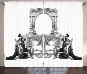 Шторы ABAKUHAUS в викторианском деревенском стиле, римский дизайн, универсальные ленточные шторы для гостиной с петлями и крючками, 280 x 175 см, черно-белые Abakuhaus