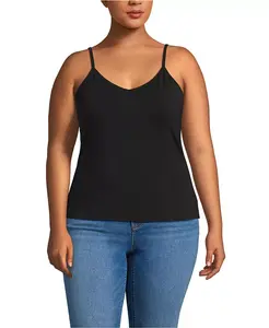 Женская охлаждающая майка больших размеров с V-образным вырезом Lands' End, черный