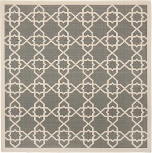 Ковер SAFAVIEH, 201 x 201 см, Washable Rug Outdoor Courtyard Collection - квадратный, Grey & Beige, без линьки и легкий в уходе, идеален для патио, заднего двора, прихожей (CY6032-246)