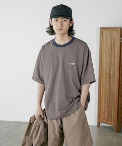 Футболка с коротким рукавом, компактная, в полоску BAYFLOW, темно-коричневый