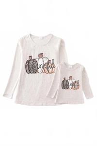 Women's Thankful Pumpkin Top Mommy & Me "mommy" In Grey Honeydew