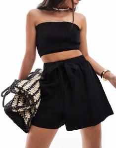 Пляжные шорты Isabel из льняного материала, микс и подбор, черного цвета Asos Design