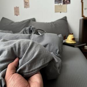 AVIVI Комплект постельного белья 4 предмета, простыня, пододеяльник 200x230 см, светло-серый