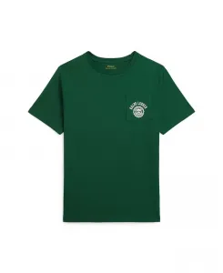 Футболка с логотипом Big Boys из хлопкового джерси с карманом Polo Ralph Lauren, зеленый