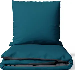 Постельное белье 155x220 см, хлопок, сатин класса люкс 300 TC, гостиничное качество, петролеум, шелковистое, гладкое, из 4 предметов, двустороннее, на молнии leonado vicenti