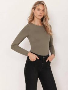 Базовый топ с длинными рукавами Mint Velvet, Green Khaki