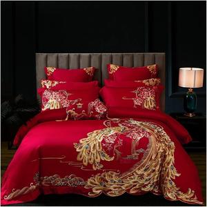 YUSIWOAL Комплект постельного белья с вышивкой золотым фениксом из египетского хлопка 100S One Color