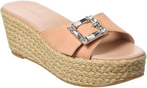 Сандалии на танкетке Stuart Weitzman June 75 из замши, розовый