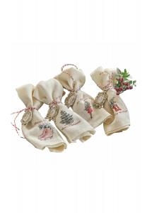 Набор салфеток Merry & Bright, 4 шт. белый/красный Loberon, бело-красный