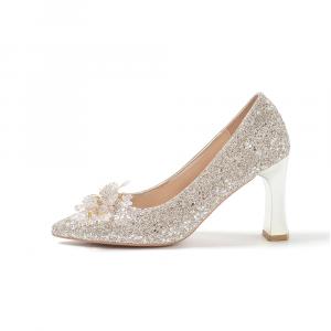 Женские туфли на высоком каблуке A poinsettia princess, Champagne 8Cm