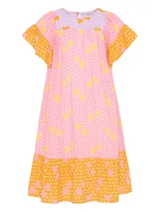 Платье с оборками и принтом Stella Mccartney Kids, розовый