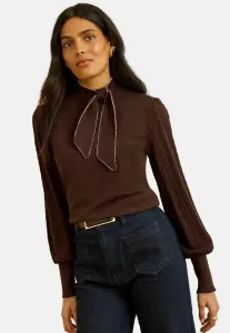 Джемпер с завязками на шее, прямого кроя. Love & Roses, Chocolate Brown