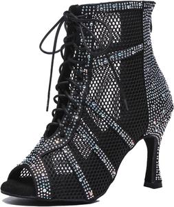 Женские босоножки на каблуке Minishion Sexy Dance с сеткой для вечеринок и мероприятий, L567 Black