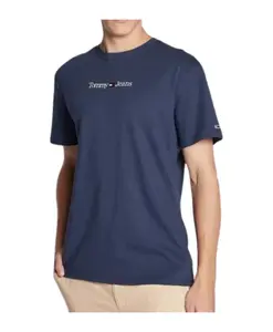Классическая хлопковая футболка с прямым кроем, синего цвета. Tommy Jeans, синий