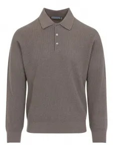 Рубашка-поло из вафельной вязки Canali, серый