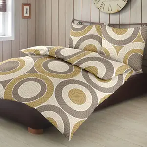 Постельное белье Dream Sleep Fine Flannel Circles Gold 200x200 см + 2 x 80x80 см Traumschlaf
