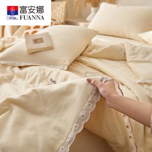 Fuanna Летний комплект постельного белья из 4 предметов (одеяло, простыня, 2 наволочки), размер 180х220 см, цвет Dandelion - Custard