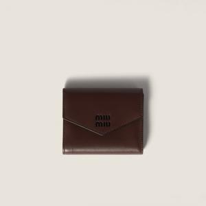 Маленький кожаный кошелек MIU MIU, коричневый