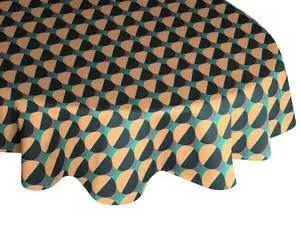 Скатерть Adam "Круги", (1 шт.), GOTS органический, сертифицирован CERES 0242Производство: Германия Ø 145 см, темно-синий/оранжевый/бирюзовый