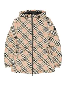 Пуховик в клетку Vintage Check BURBERRY, нейтральный