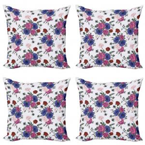 ABAKUHAUS Набор чехлов на подушки Anemone (4 предмета), красочный корсаж, современная двусторонняя цифровая печать, 60 см x 60 см, разноцветные