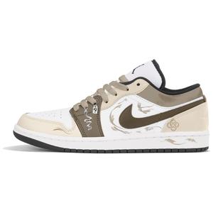 Jordan Кроссовки баскетбольные мужские Air 1 низкие противоскользящие винтажные бело-коричневые