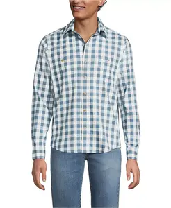 Мужская легкая прибрежная фланелевая рубашка Lands' End, синий