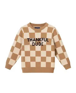 Детский свитер с надписью «Благодарный парень» - для малышей и для взрослых. Andy & Evan, коричневый