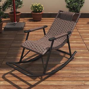 Плетеное кресло-качалка из искусственного ротанга с подголовником (нагрузка до 250 кг)