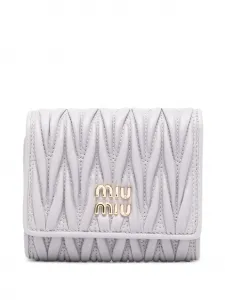 Маленький стеганый кошелек с логотипом MIU MIU, фиолетовый