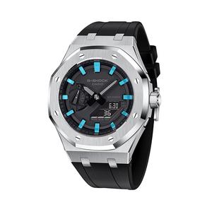 Часы Casio G-Shock Analog-Digital 2100 Series, арт. GA-2100-1A1, черный/сине-серебристый