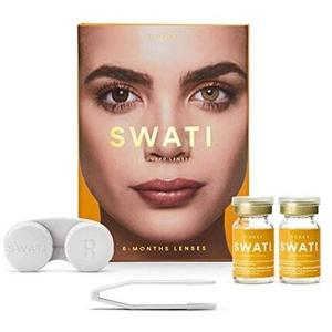 SWATI Cosmetics Натуральные цветные контактные линзы медовые (ореховые) 0,0 диоптрий, кривая основания 8,7 мм, диаметр 14,20 мм
