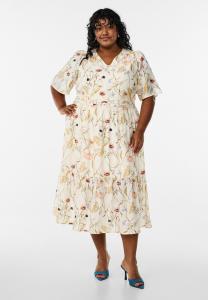 Платье Zizzi GEBLÜMTES MIDI, Birch Flower Aop/Sand