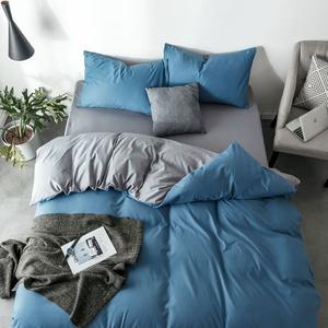 LUOLAI HOME Комплект постельного белья, 4 предмета, простыня 150 см, пододеяльник 150x200 см, цвет сапфирово-синий + серый