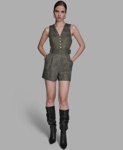 Женский твидовый комбинезон с поясом BCBG, Truffle Multi