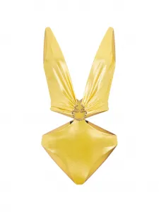 Купальник с змеевидным декором Roberto Cavalli, желтый