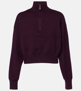 Полузастёгивающийся свитер из смесовой шерсти Victoria Beckham, Merlot