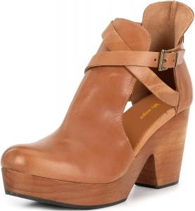 Женские ботильоны на платформе с круглыми носами, вырезами, ремешками и пряжками, скуфита на пробковой массивной высокой шпильке, повседневная обувь для работы в офисе, размеры 4-16 US Wo wagas, Brown