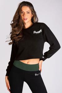 Женский укороченный свитер миди с логотипом Pineapple, черный