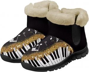 Женские зимние ботинки Jeiento Music Note с утолщенной подошвой для повседневной ходьбы, Music Note Gold Glitter