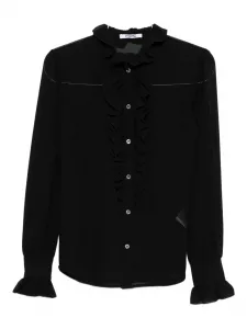 Блузка с высоким воротом и оборками Vivetta, черный