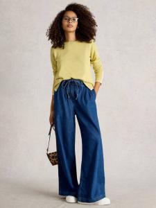 Оливковый джемпер с круглым вырезом из органического хлопкового микса White Stuff, Light Yellow