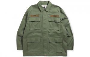 Bape расслабленного кроя военная рубашка A BATHING APE, зеленый
