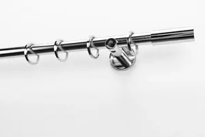 Карниз GARESA "EASY", 1 направляющая, желаемая длина, комплект для штор, выдвижной, настенный монтаж, алюминий, с кольцами 64х210 см, Ø 20 мм, цвет chromfarben