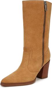 Женские сапоги Franco Sarto Jaxon средней длины с каблуком, Warm Camel Brown Suede