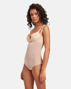 Формирующее боди из прозрачного тюля Wolford, коричневый